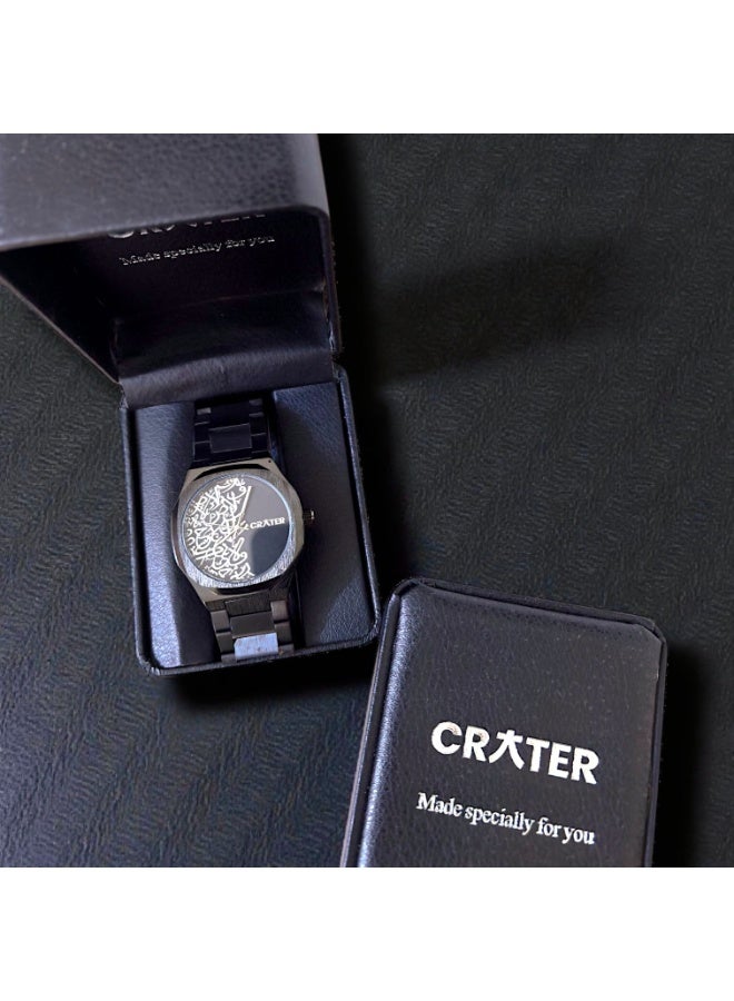 كريتر  ساعة كريتر (CRATER) للرجال – تصميم ملكي فاخر من الستانلس ستيل، مينا كلاسيكي مع عرض التاريخ، مقاومة للماء – تشمل علبة الماركة (أسود /أسود ). - Image 5